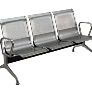 LONGARINA INOX 3 LUGARES DE AÇO CINZA/METÁLICO