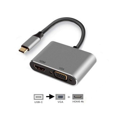 ADAPTADOR EWENT USB-C TO HDM+VGA DUAL DISPLAY