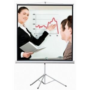 TELA DE PROJEÇÃO COM TRIPÉ 180X180CM 96" FORMATO 1:1