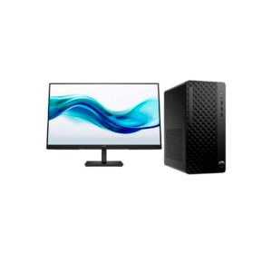 Computador de secretária HP com monitor e torre preta