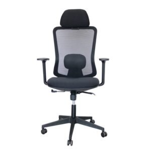 CADEIRA MESH EXECUTIVA 3 NIVEIS C/ APOIO CABEÇA PRETA