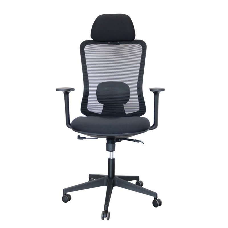 CADEIRA MESH EXECUTIVA 3 NIVEIS C/ APOIO CABEÇA PRETA