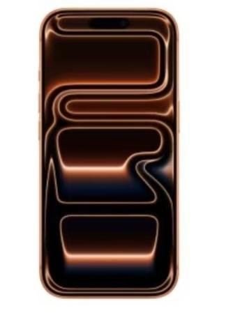 iPhone com acabamento dourado e papel de parede abstrato laranja